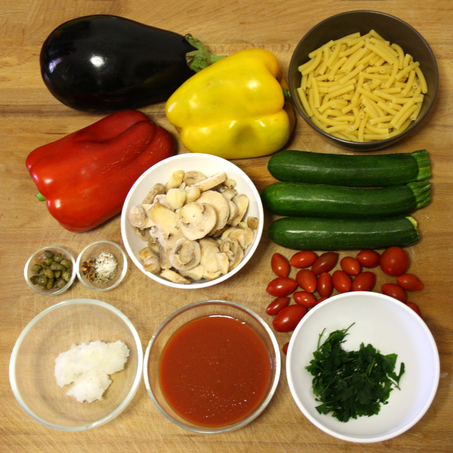 Ingredienti ricetta pasta con verdure